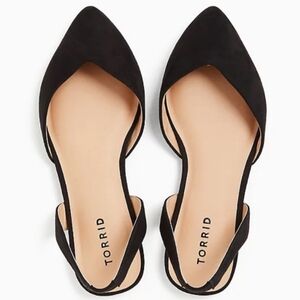 Torrid Black Faux Suede V-Cut Slingback Flat 8.5W